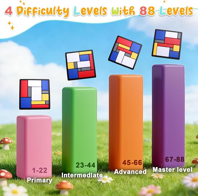 2 Pcs Logic Puzzle Brain Teaser Game for Adults, 88 Challenges 4 Difficulty Levels Logic Puzzles, Portable STEM Educational Thinking Game Toy for Classroom, Family Brain Training