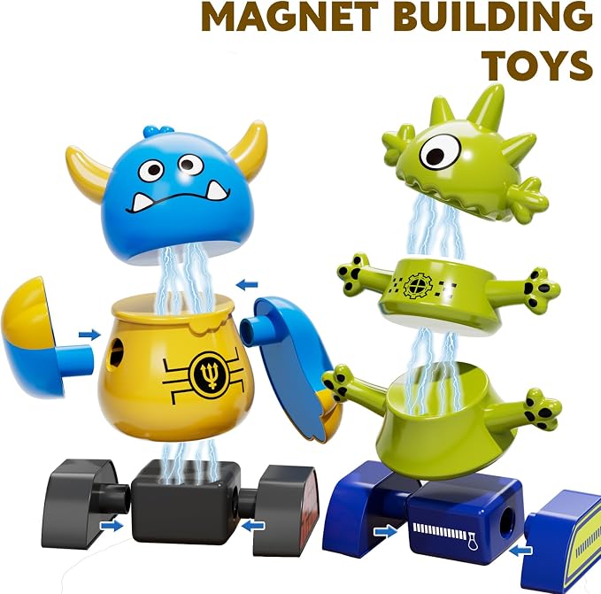 TEMI Magnet Robot Toy for Kids 3-5 Years Old | Monster Magnet Toys Stacking Transform Toys with Storage Box, Set for 3 4 5 6 7 Years Old Boys, Christmas and Birthday Gifts