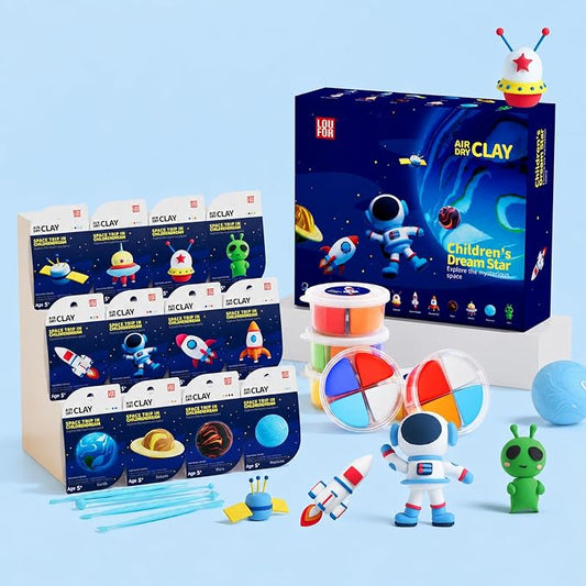 Air Dry Clay Kit -12 Space Theme Modeling Clay for Kids Arts and Crafts | Ultra Light & Soft,Safe & Non-Toxic,No-Sticky & Crack,DIY Molding Clay with Sculpting Tools,Party Favors Gifts for Girls Boys