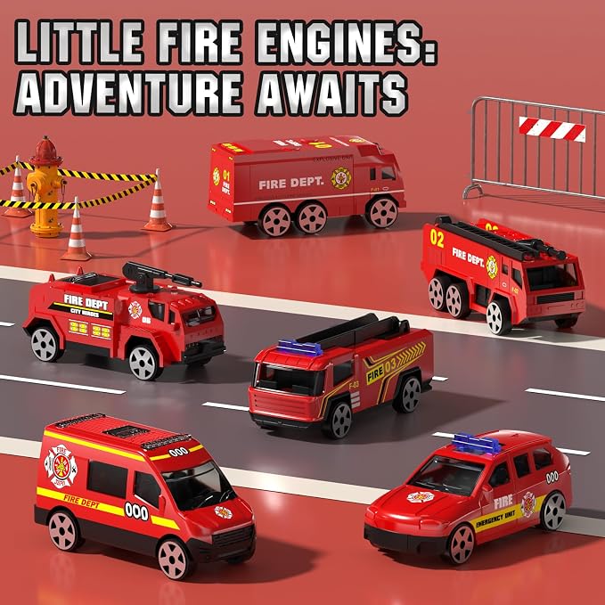 Lehoo Castle Fire Truck Toy for 3 4 5 Years Old Boy | Fire Trucks Playset with Rotating Ladder, Realistic Lights & Sounds, Birthday Gifts for Toddlers 3+