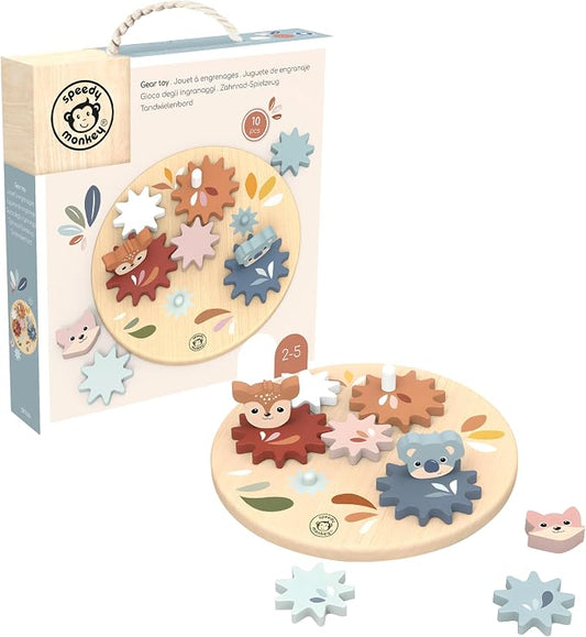 Wooden Spin Gear Toy for Toddlers 18m+ Spinning Gears Board | colorful spinning gears board, construction toys, sorting & stacking toys, preschool toys, STEM fine motor learning, creative