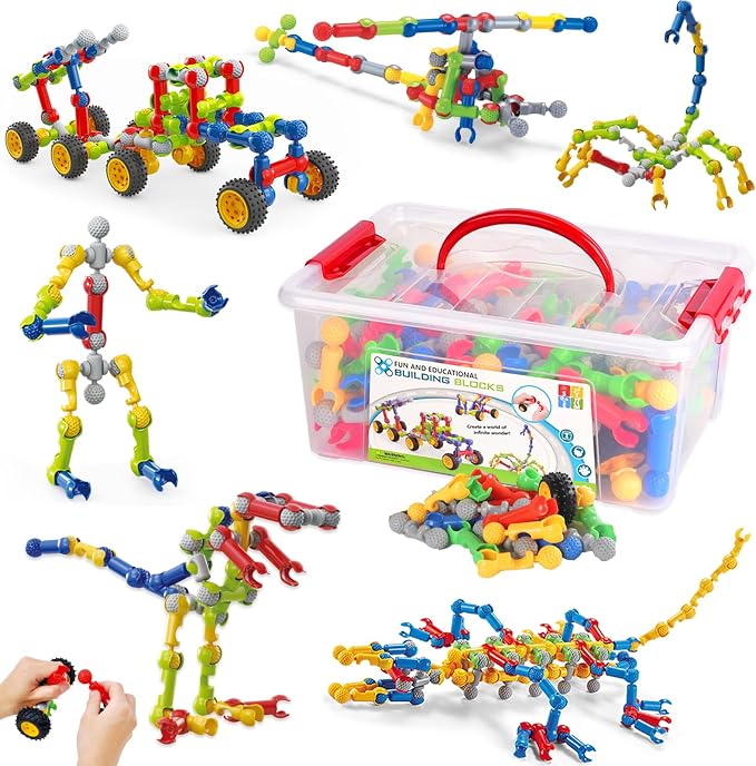 170 Pcs STEM Building Toys for Kids Ages 4-8, Building Blocks Educational Construction Engineering Building Kit for Ages 3 4 5 6 7 8 9 Year Old Creative Kids Games, Christmas Birthday Gifts Boys Girls | Interactive engineering kit for hands-on learning...