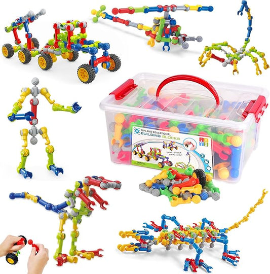 170 Pcs STEM Building Toys for Kids Ages 4-8, Building Blocks Educational Construction Engineering Building Kit for Ages 3 4 5 6 7 8 9 Year Old Creative Kids Games, Christmas Birthday Gifts Boys Girls | Interactive engineering kit for hands-on learning...