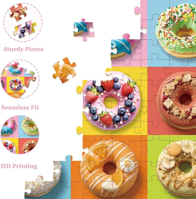 Puzzles for Kids Ages 4-6 6-8 8-10 Year Old, 4 Packs 100 Piece Dogs Cats Cupcakes Donuts Educational Jigsaw Puzzles, Learning Educational Kid Jigsaw Puzzles Gifts for Girls and Boys