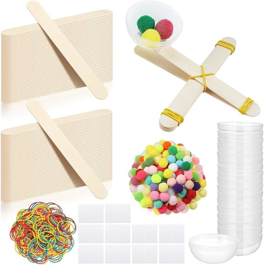 Foilswirl 36 Sets Stem Catapult Building Kit DIY Stick Catapults Craft Kits for Kids Classroom Educational and Learning Activities Camp Crafts Supplies(Colorful)