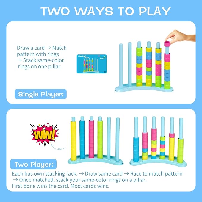 iuuoi Color Matching Challenge Puzzle Game 1 Pack – Fast Pattern Color Sorting & Stacking Toys, Fun Family Board Game for Kids 6-8-12 & Adults, Birthday for Boys & Girls