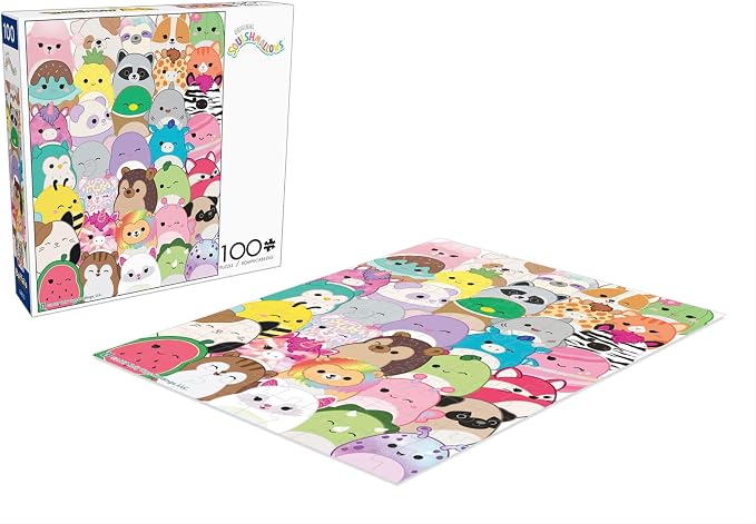 Buffalo Games - Squishmallows Buddies - 100 Piece Puzzle for Kids Ages 6-8 | Full-Color Poster, Quick Family Build, Balanced Intermediate Challenge, High-Res Artwork, Made in the USA, Recycled Materials
