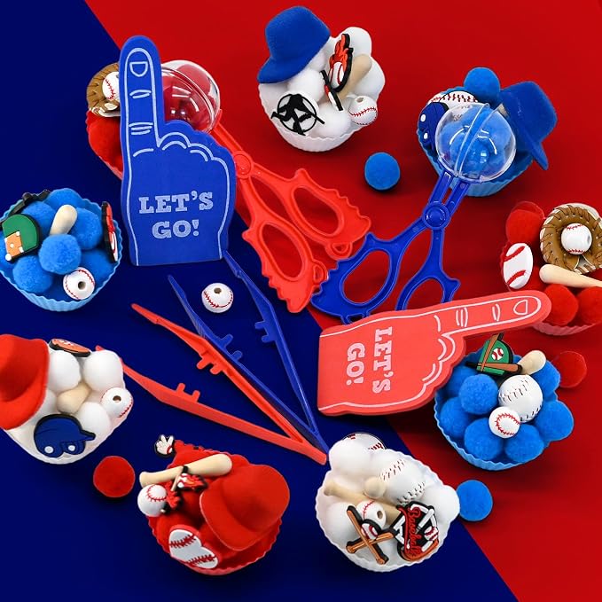 152 Pcs Baseball Sensory Bin Items Sports Balls Counting Sorting Baseball Sensory Bin Filler Fine Motor Ball Counts for Spring Summer Color Sorting Counting