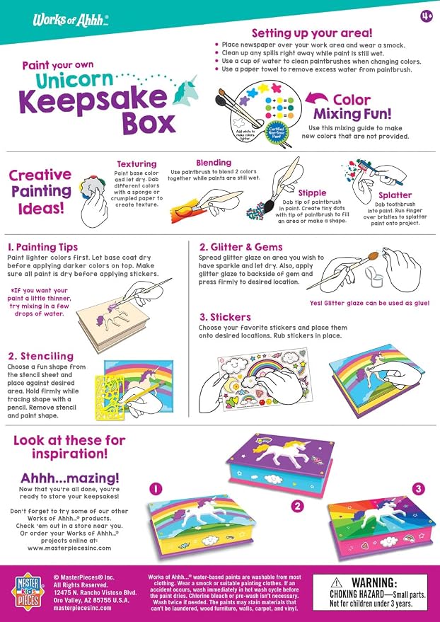 Craft Set - Unicorn Keepsake Box Classic Wood Paint Kit