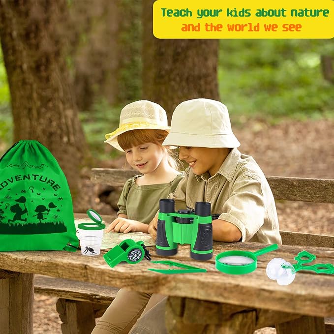 Kids Explorer Kit – Bug Catcher with Binoculars & Safari Costume Vest | 16pcs with 6 Realistic Insects, Bug Container, Safari Hat. Perfect Costume to Be a Zookeeper, Paleontologist, Ideal for 3-12
