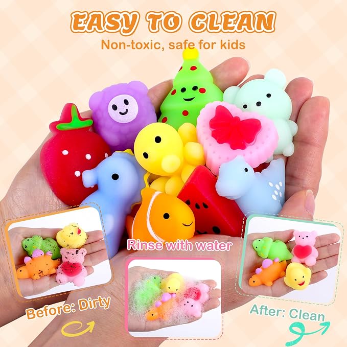 VISCOO 120 Pack Squishy Toys, Mochi Squishy Bulk, Kawaii Squishies for Kids | Stress Relief Sensory Toys, Treasure Box Toys for Classroom Prizes, Easter Basket Stuffers,Goodie Bags Fillers Party Favors