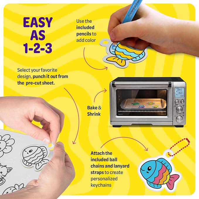 Shrinky Magic Craft Kit for Kids - Shrink Kit for Girls - Birthday Gift | Arts and Crafts for Kids Ages 4-8, 6-8, 8-12 - Gift for Girls 6 7 8 Year Old - Toys for Girls 8-10 - Gift for Boys Ages 6+