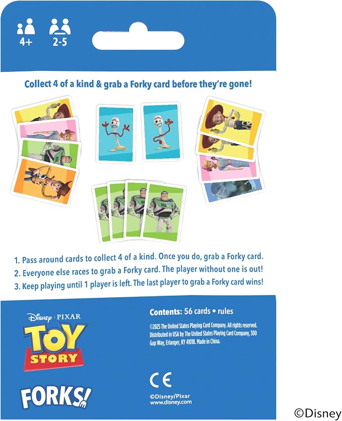 Bicycle Spoons Featuring Forky from Toy Story, Kids Card Game, Featuring Disney and Pixar Characters Woody, Buzz Lightyear, Forky, Bo Peep & Alien, Ages 4+, Toy Story Birthday Gift, 2-5 Players