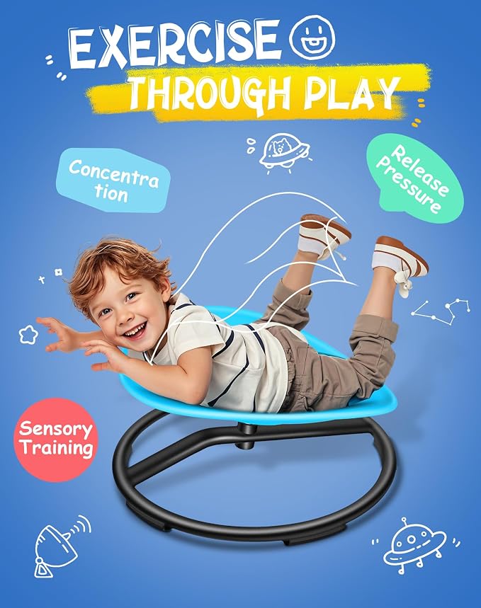 FERUERW Spinning Chair for Autistic Kids, Autism Sensory Products | Sensory Toy Gifts for Children with ADHD/Autism, 220LBS Weight Capacity, Training Body Coordination, 3+ Years (Blue)