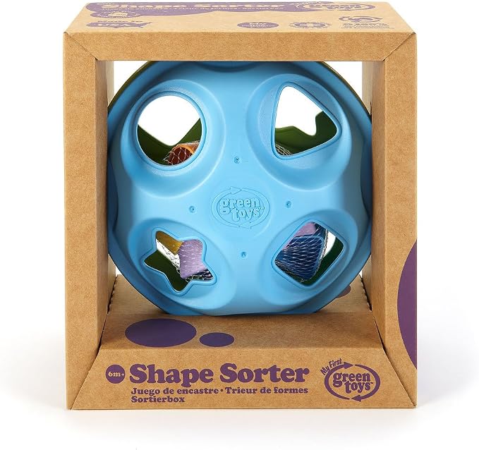 Green Toys Shape Sorter, Green/Blue - 10 Piece Motor Skills, Shape Categorization Kids Toy. Safe for Babies and Toddlers. No BPA, PVC. Dishwasher Safe, Recycled Plastic, Made in USA.