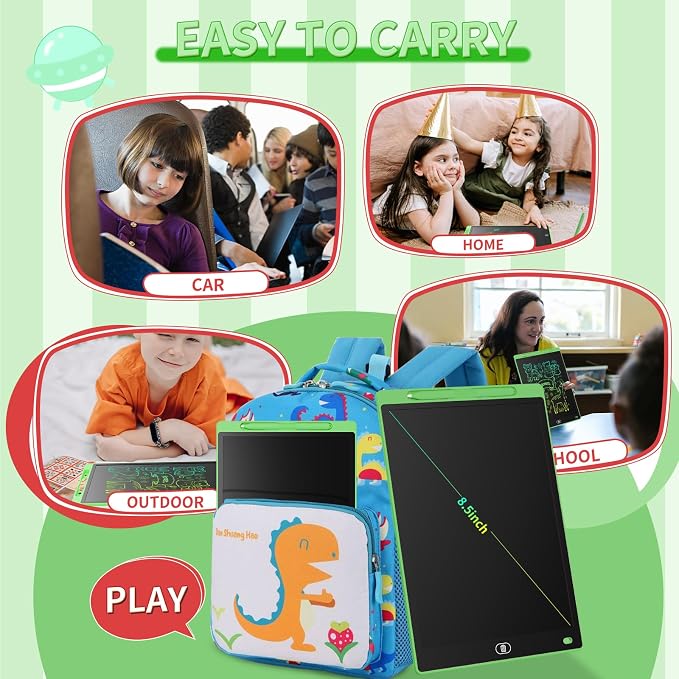Genialba LCD Writing Board 8.5 Inches, Colourful Electronic Tablet, Portable Erasable Drawing Board, Graphic Tablet for Children's Games 3 4 5 6 7 Year Old Kid Boys Girls (Green)