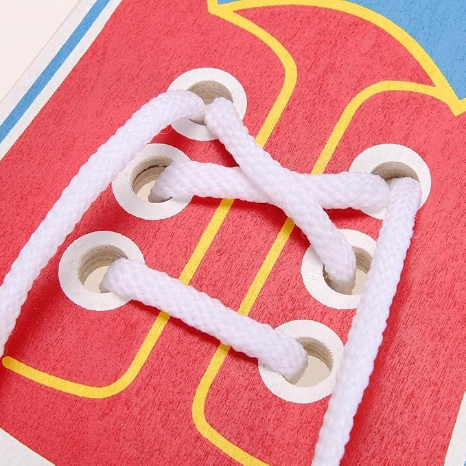 Calsgkspray 2Pcs Red Shoes Learning Toy Kits,Learn to Tie Your Own for Kids Practical Learning Toys for Young Children Training Board Kids Toddler Early Wooden Threading Lacing Shoes Craft Kits