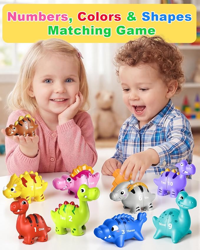 Dinosaur Number Learning Toys for Toddlers Kids 3-5, 10 Unique Dinos | 10 Colorful Number Dinosaurs | Child-Friendly Design | Learning Feels Like Play | Fine Motor Toys | Perfect Toddler Gift