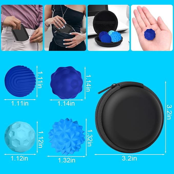 BUSOHA Silicone Magnetic Fidget Balls - 4 Pack Fidget Toys for Adult | Four Unique Textures Sensory Support,Quiet and Silent Stress Relief,Lightweight,Office,Travel,Autism,Anxiety,ADHD