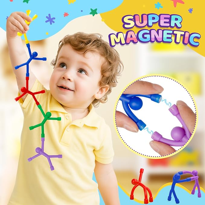 Magnetic Toddlers Sensory Toys, 10Pcs Road Trip Car Airplane Travel Activities Essentials Toy for Kids Ages 4-8, Fidget Toys for Adults Teens Boys girls Stress Relief, Fridge Magnet Men People