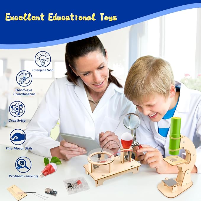 6-in-1 STEM Science Kits for Kids, Wood Arts and Craft Kits, STEM Toys for Boys Girls Age 8-12 5-7 8 10 12 13 14 Gift Idea, 3D Puzzles Building Engineering Model Set