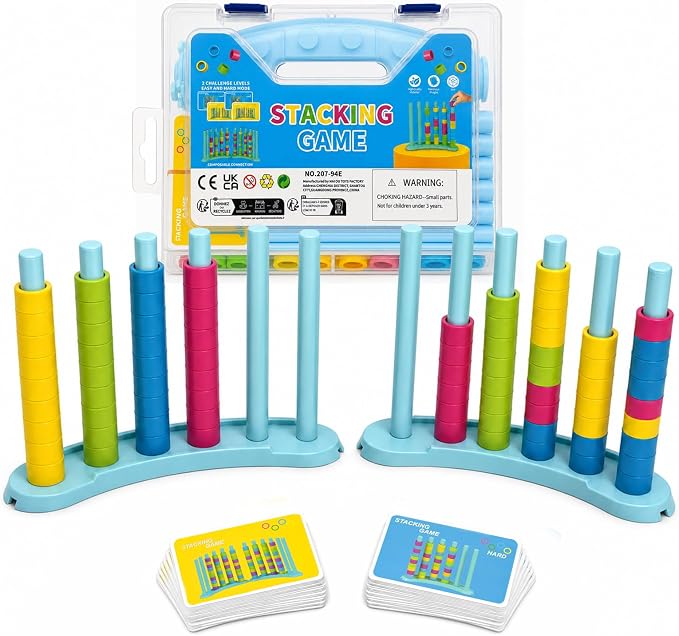 2 Pack Color Matching Challange Game, Stacking Table Games with Storage Box | Board Games for Plus Fun Party, Family Night, Classroom, Toys Gift for Kids Ages 3-12, Teens, Adults and Family