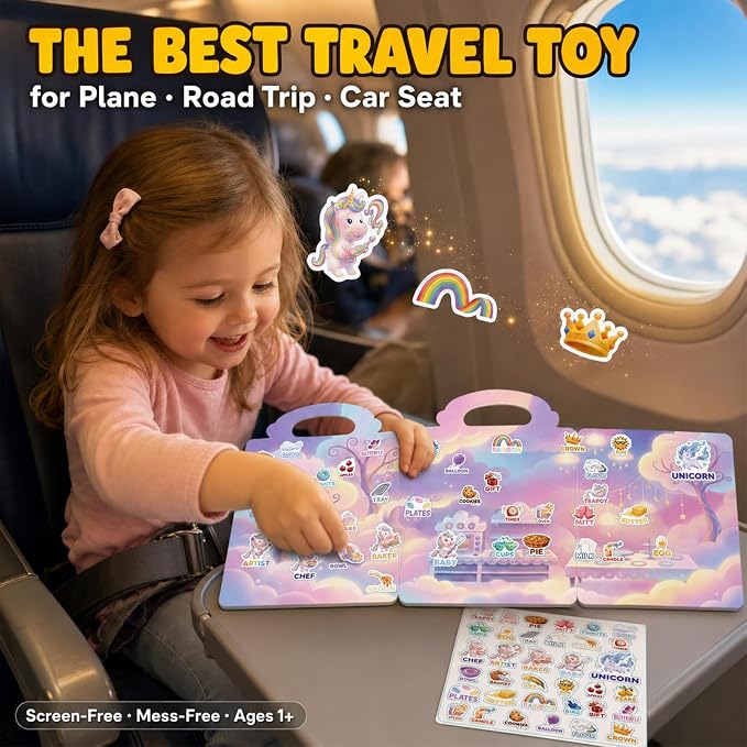 Reusable Jelly Sticker Books for Girls 3-8, Toddlers 2-4, 4 Sets | Sticker Activity Toys | Quiet Travel Toys | 3D Puffy Window Clings | Screen-Free Play | Girl Gift Ages 2-8