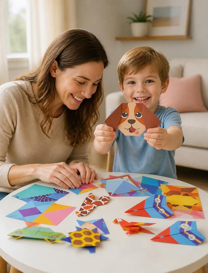 hapray Origami Kit for Kids, 98 Paper with 47 Patterns, Origami Book Video | DIY Art and Craft Projects with Video Tutorial, Beginners Origami Kit for Ages 5-12 8-12, Children's Day Gift Boy Girl