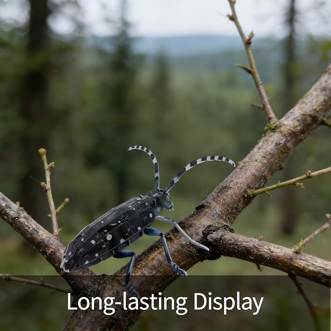 3D Acrylic Insect Puzzle DIY Bug Model Kit Animal STEM Gift | Building Kits Craft Figurine Sculpture Nature Decoration Educational Display Toys for Kids Teens and Adults (Longhorn Beetle)