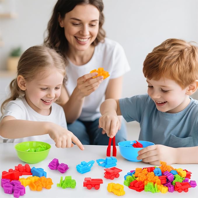 Counting Transportation Color Sorting Toys for Kids,Montessori STEM Sensory Preschool Educational Activities Learning Fine Motor Sorting Matching Games for Kids Boys Girls Ages 3+