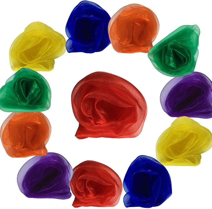 Dance Scarves Music Scarves for Children Movement and Juggling 12pcs