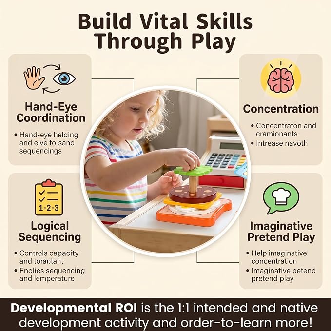 LovesTown Wooden Sandwich Stacking Toys, with Cards | for Toddlers, Montessori Toys, Role-Play, Preschool Learning, Screenless Play