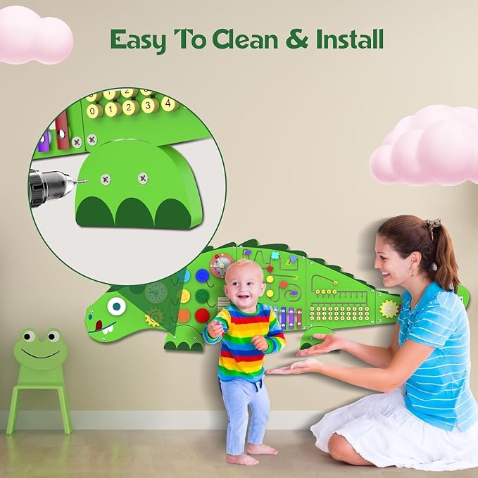Activity Wall Busy Board for Toddlers: 9-in-1Interactive Activities | Montessori Sensory Toys Panel for Playroom - Build Fine Motor Skills & Hand-eye Coordination - Gift for Kids Age 3+
