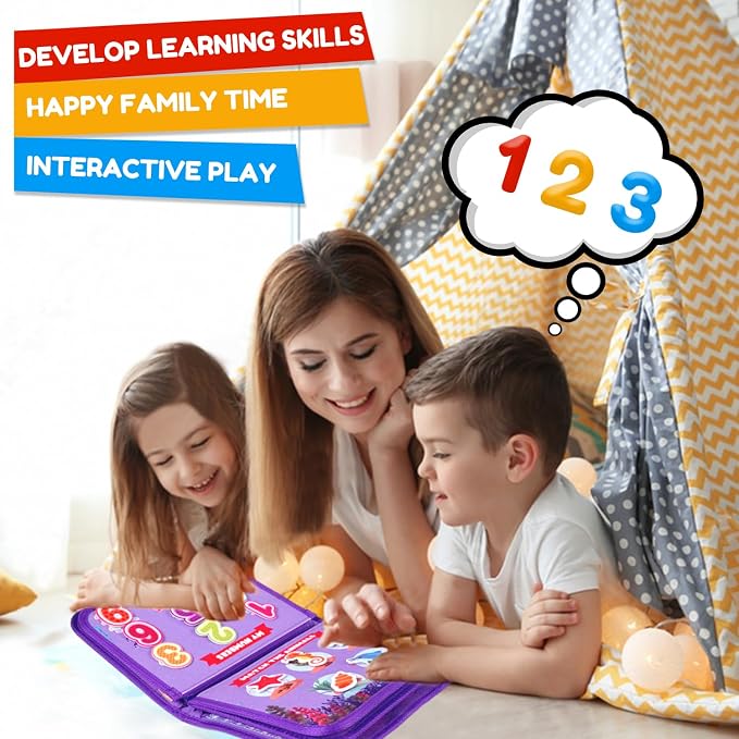 Montessori Busy Board Book for Toddlers, Mermaid Sensory Learning Toy for Girls, Educational Fine Motor Skills Toy, Travel Busy Board for Car & Airplane