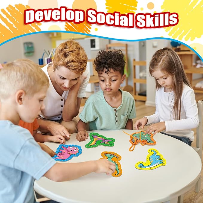 Lacing Cards,Sewing Kit for Kids,Fine Motor Toys,Classroom Must Haves | Shoe Tying Practice, Manipulatives for Preschoolers,Homeschool Supplies,Preschool Learning Activities,Toddler Crafts