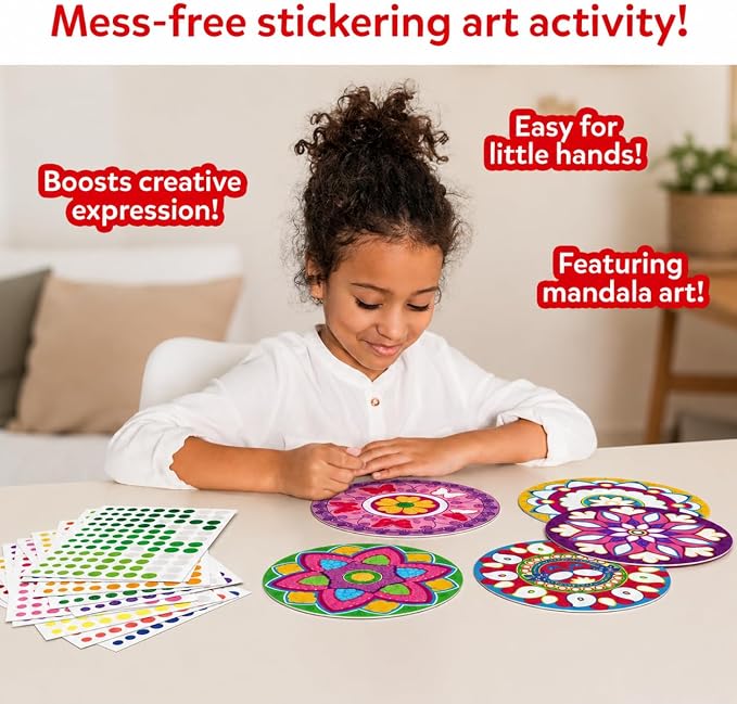 Skillmatics Dot It Sticker for Kids – Mandala Art Activity | Mess-Free Fun, 500+ Stickers, Craft Kits, DIY Scrapbooking Activity, Travel Toys, Gifts for Boys & Girls Ages 3, 4, 5, 6, 7