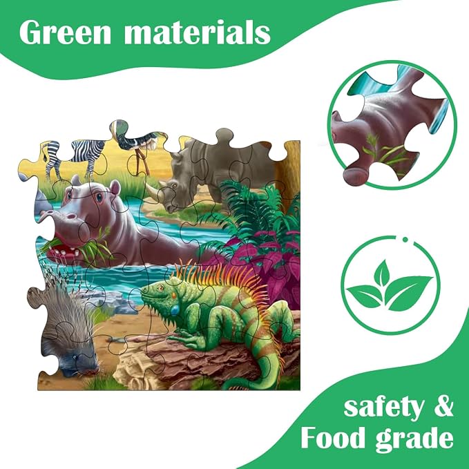 RANSUNN Puzzles for Kids Ages 4-6 - Farm & Wild Animal | 2 Packs 60 Piece Puzzles for Kids Ages 3-5 6-8,Toddler Children Learning Educational Jigsaw Puzzles Toys for Boys and Girls
