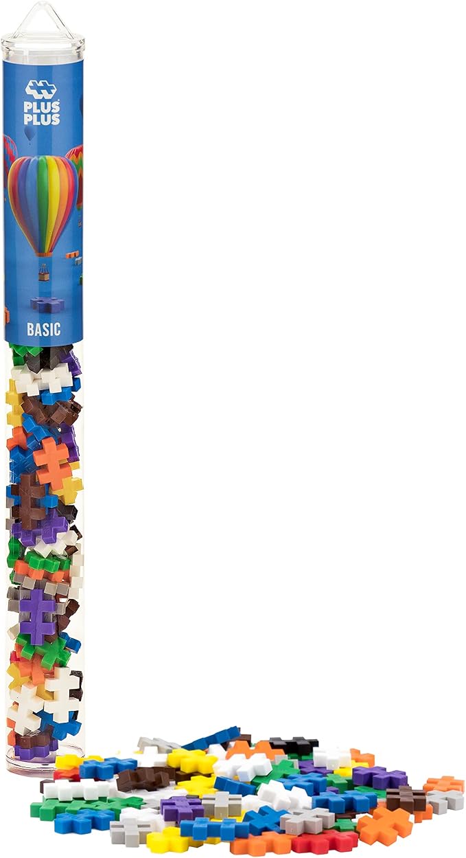 PLUS PLUS Basic Mix Tube - Mini Interlocking Building Blocks Set | Sensory Bin Fillers, Math Manipulatives, Classroom Must Haves, Kids Airplane Activities, Christmas Stocking Stuffers for Kids