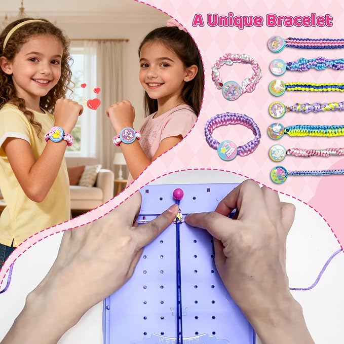 Weaving Loom for Kids, Friendship Bracelet Making Kit, Craft for Girls 6-12 | Birthday Gifts Party Creative DIY Toy for Little Girls, Easy Potholder Loom Knitting Kits, Rainbow Loops Weaving Set