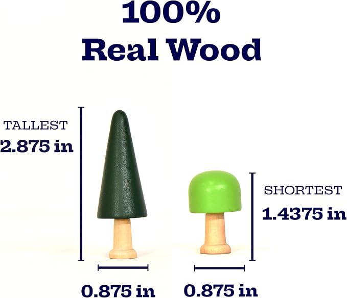 10-Piece Wooden Toy Trees Set – Unique Miniature Model Trees for Crafts, Dioramas, and Fairy Gardens – Wood Forest Trees for Projects, Cake Toppers, and Kids' Play