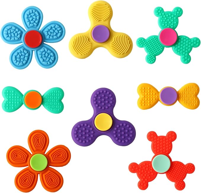 8PCS Silicone Fidget Spinners,Sensory Toys for Kids and Adults,Worry Stones for Anxiety,Quite Fidget Toys for Classroom, Prizes in Bulk for School, Classroom Prizes,Treasure Box Toys