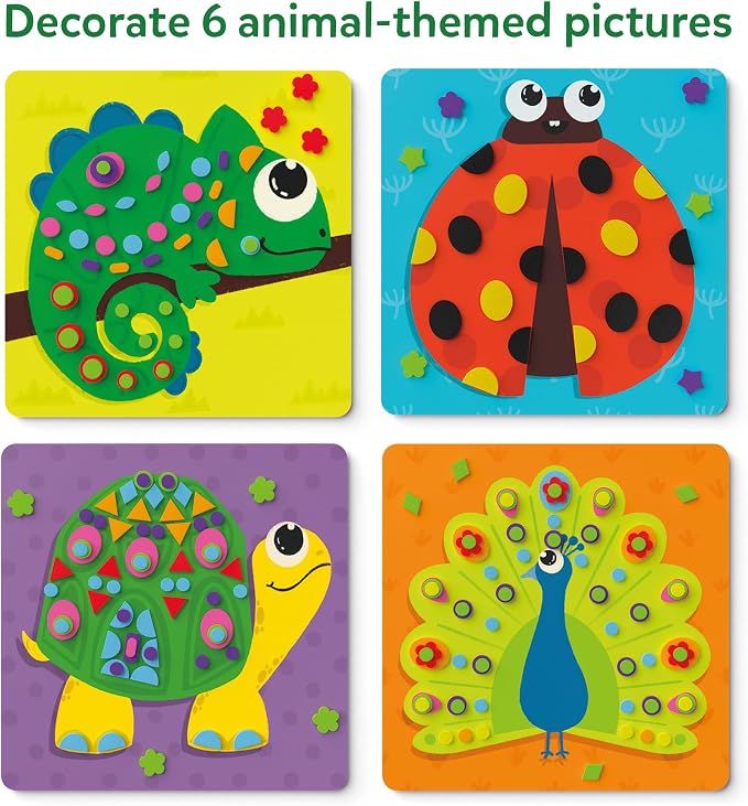 Skillmatics Fun with Foam Sticker Art – Animals, Craft Kit, Gift for Kids | 3D Foam Stickers, Travel Toy, Mess-Free Fun for Boys & Girls, DIY Felt Craft Kits for Ages 3, 4, 5, 6, 7
