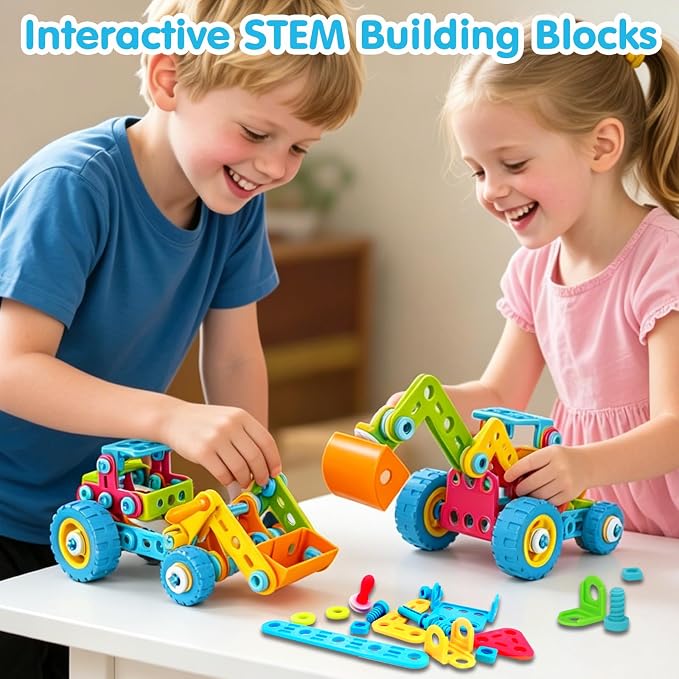 keefun STEM Toys for 4 5 6 7 8+ Year Old Boy Girl Birthday Gift, Building Toys for Kids Ages 4-8 6-8 4-6 Blocks Sets Stem Kits 5-7 4-7 3-5 Educational Learning Construction Engineering Car Truck Games