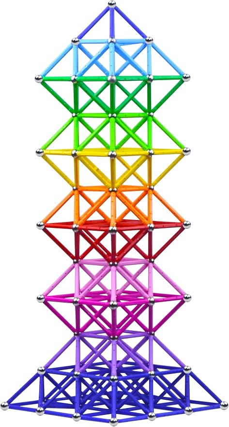 206Pcs 2.28" Magnetic Building Sticks Blocks, Magnet Educational STEM Toys for Kids and Adult, 3D Puzzle with Storage Bag
