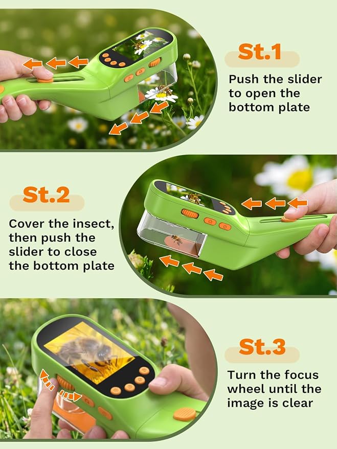 Bug Catcher for Kids with Microscope, Bug Catching Kit-Emerald Green | Kids Microscope, Outdoor Toys with Magnifier, Tweezers & Insect Box, STEM Educational Birthday Gift for Kids Ages 3-12