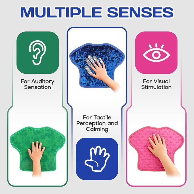 Upgraded Sensory Mats w/Activity Book, Sensory Toys for Kids with Autism (11 x 9 inches), Tactile Wall Panel Montessori Toy, Sensory Room Must Haves for Calming & Focused Learning