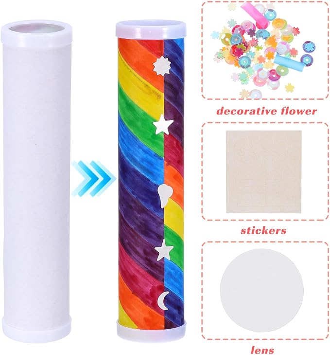 Abaodam DIY Kaleidoscope Kit for Kids, 7.4Inch Educational Craft | with Kaleidoscope Accessories for Home Classroom Hands-on Stem Learning Activity