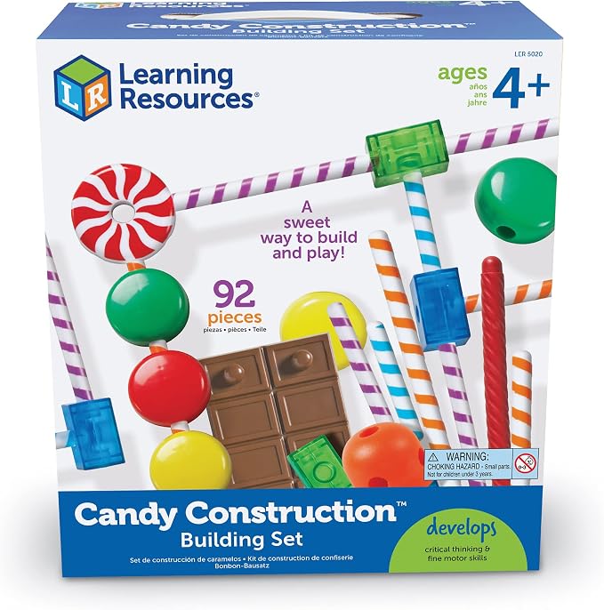 Learning Resources Candy Construction Building Set - Creative Building Toys for Kids, Toddler STEM Toys, Kids STEM Activities, Construction Sets, Preschool Engineering Toy