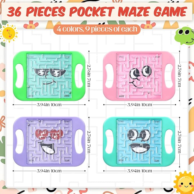 JellyArch 36 Pcs Mini Maze Puzzle Bulk for Kids Maze Cubes, Emotion | Small Educational Handheld Puzzle Brain Teaser Back to School Classroom Exchange Gifts for Students Adults