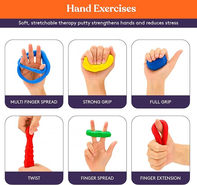 Special Supplies Therapy Putty for Kids and Adults - Resistive Hand Exercise Stress Relief Therapy Putty Kit, Set of 4 Strengths, Three Ounces of Each Putty